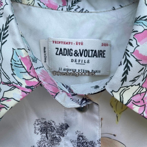 ZADIG & VOLTAIRE Tais 70 Shirt Floral Animal Print Silk Top Blouse - Picture 6 of 7